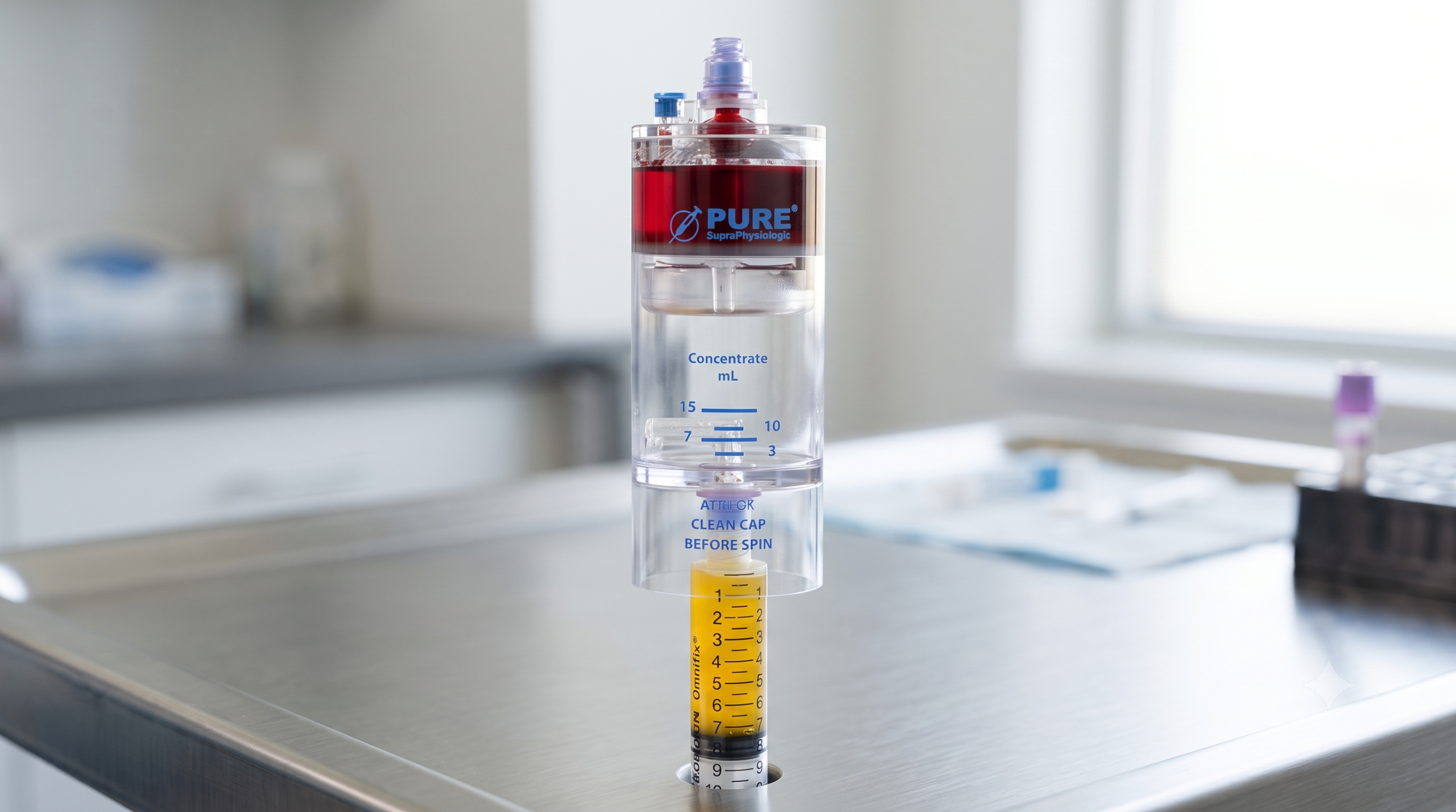 Platelet-rich plasma (PRP) concentration device separating concentrated platelets for a regenerative medicine injection